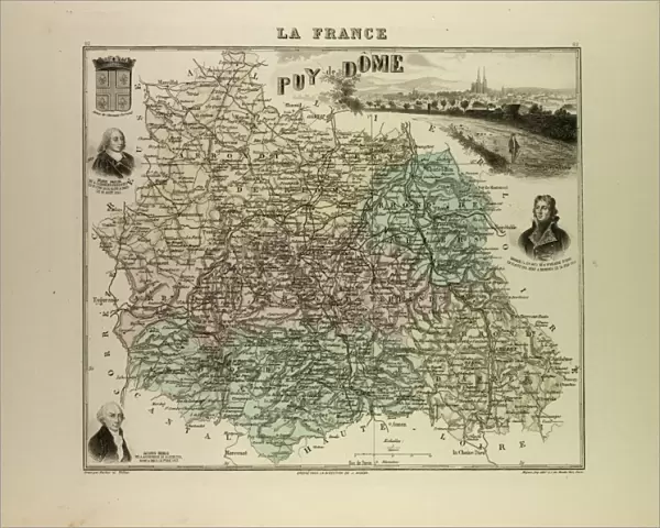 Map of Puy De Dome, 1896, France