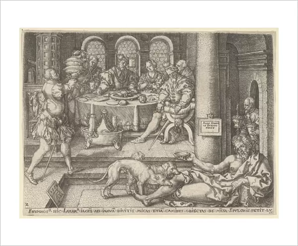 Lazarus Rich Man Gate 1554 Engraving Sheet 3 1  /  8
