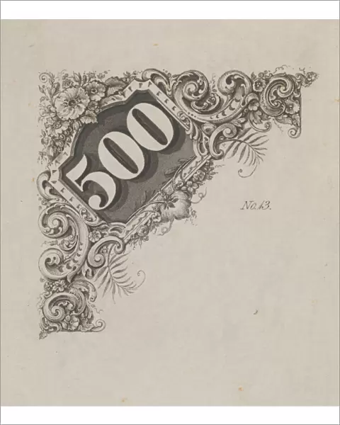 Banknote motif number 500 ornamental frame ca
