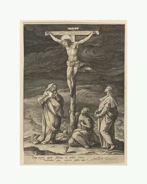 Crucifixion 1585 Engraving second state two sheet