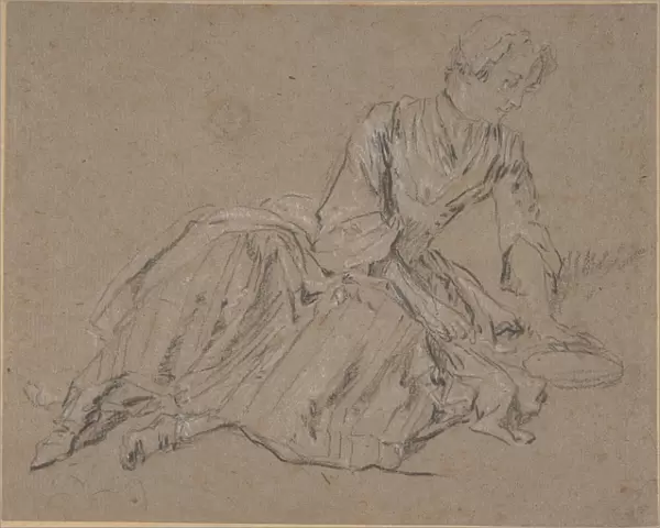 Woman Seated Ground early 18th century Black