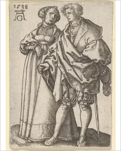Dancing Couple Small Wedding Dancers 1538 Engraving