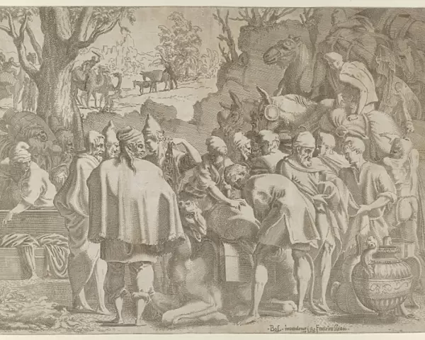 Men Gathered Around Camel ca 1540-56 Etching