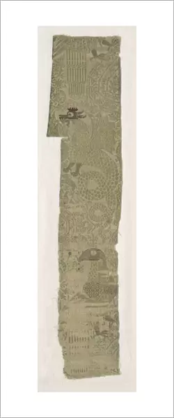 Silk Fragment 13th century Spain Lampas weave