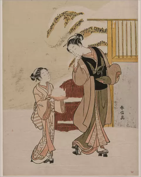 Young Woman Admiring Snow Rabbit late 1760s Suzuki Harunobu