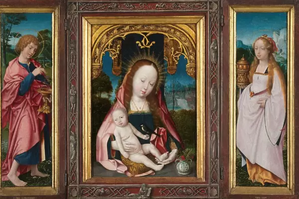 Triptych Virgin Child Saint John Evangelist left wing