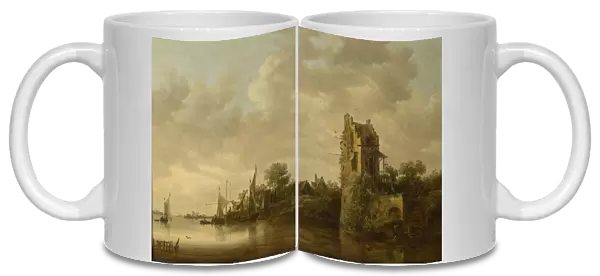 Jan van Goyen Riverside Old Tower old tower painting