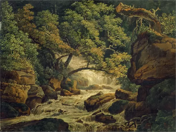 Cascade d eau Chesant 1805 oil canvas 34 x 46 cm