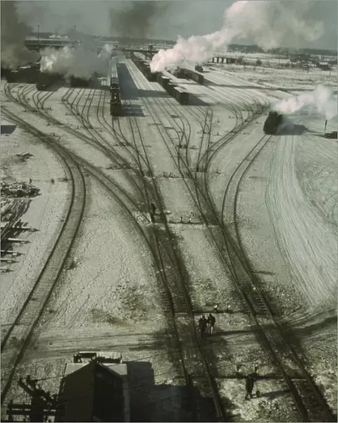 General view of one of the Chicago and Northwestern railroad classification yards