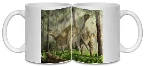 A pair of Iguanodon bernissartensis grazing