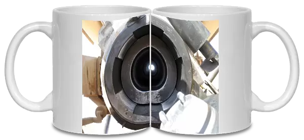 A view looking through the barrel of a M198 155mm Towed Howitzer