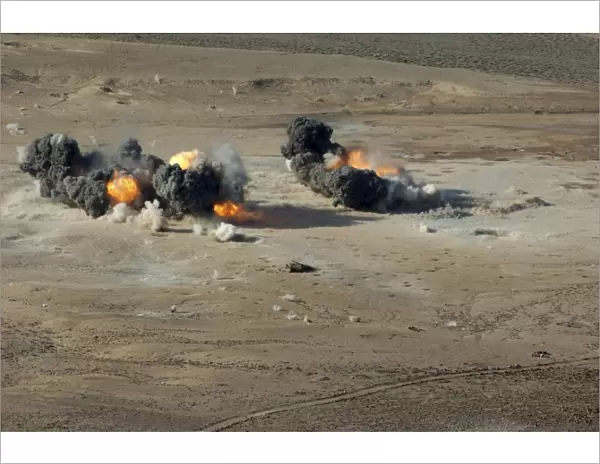 Hard target penetrating bombs explode at the Gordia range off the coast of Djibouti