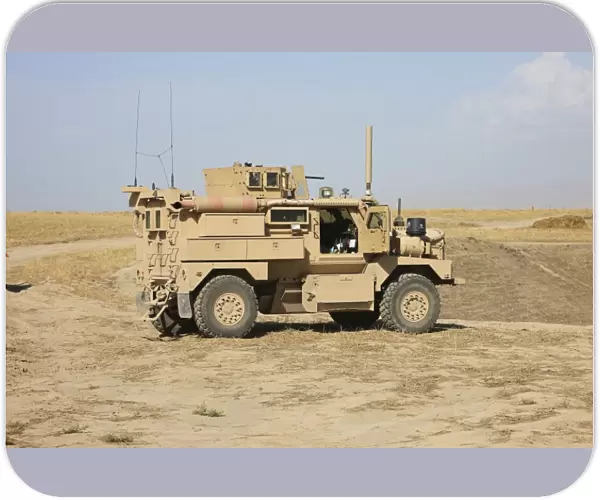 A U. S. Army Cougar MRAP vehicle