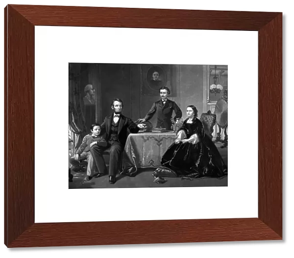 Digitally restored vintage print of President Abraham Lincoln and his family