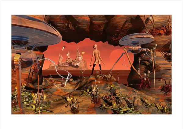 Artists concept of life on Mars before it became the lifeless planet we know today