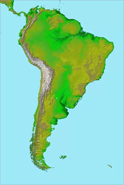 Topographic view of South America