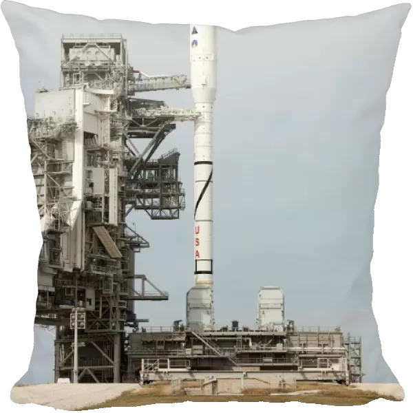 The Ares I-X rocket is seen on the launch pad at Kennedy Space Center