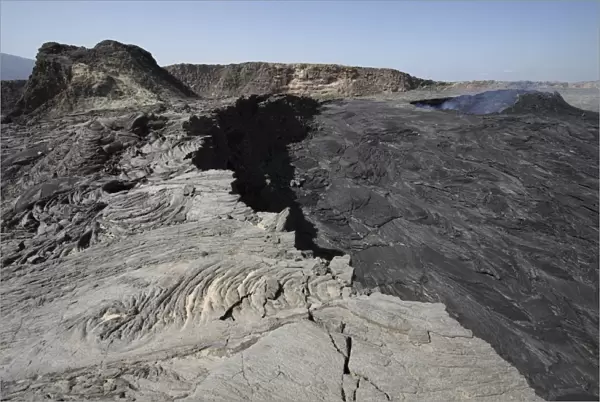 South pit crater filled by basaltic lava flows, Erta Ale volcano, Danakil Depression