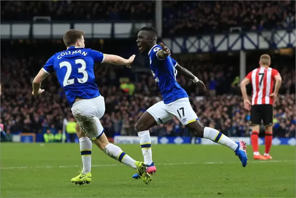 Everton's Idrissa Gueye and Seamus Coleman Celebrate First Goal vs. Sunderland at Goodison Park