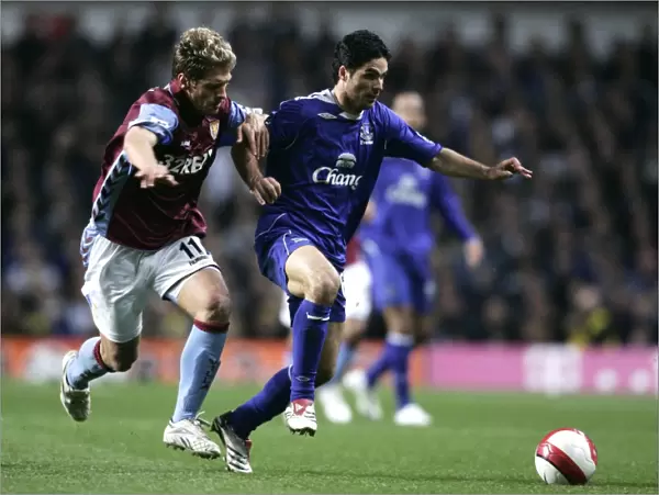 Aston Villa v Everton Stilian Petrov in action against Mikel Arteta