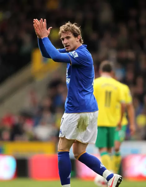 Everton's Jelavic Scores Double: Celebrating with Fans vs. Norwich City (07 April 2012)