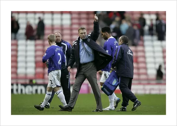 Football - Sunderland v Everton Barclays Premier League - Stadium of Light - 07  /  08 - 9  /  3  /  08 Everton manager David Moyes celebrates at the end of the game Mandatory Credit: Action Images  /  Keith Williams NO ONLINE  /  INTERNET USE WITHOUT A LICENCE FROM T