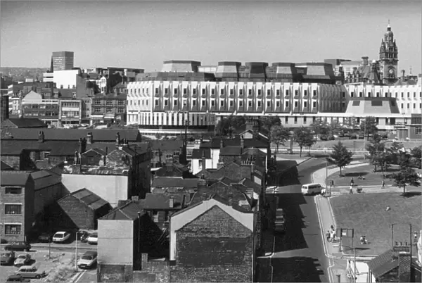 View of Howard Street and Town Hall extension (Egg Box), Sheffield, Yorkshire, 1980