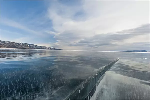 Landscape of ice on Lake Baikal, Siberia, Russia, Lake Baikal, Siberia, Russia. March 2015