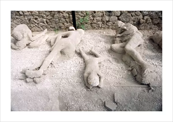 Casts of victims of eruption of Vesuvius in AD79, Pompeii, Italy, c20th century