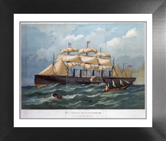 Framed Print : Colour print of PSS Great Eastern on the ocean, 1858 Framed Print : Colour print of PSS Great Eastern on the ocean, 1858