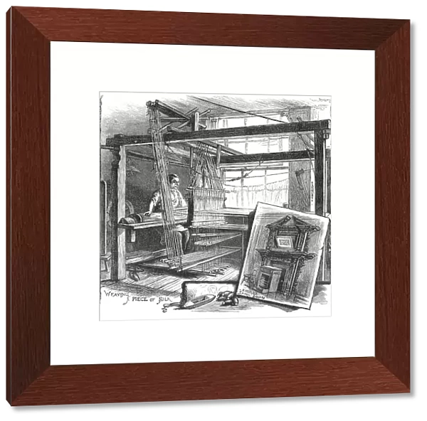 A Spitalfields silk weaver at his hand loom, 1884