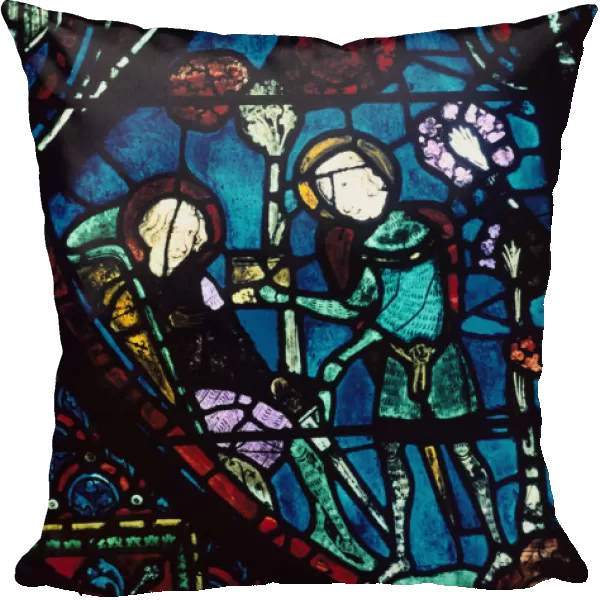 Baudoin tends the dying Roland, stained glass, Chartres Cathedral, France, 1194-1260