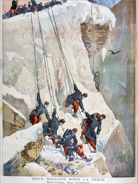 The rescue of two French soldiers after an avalanche, 1894