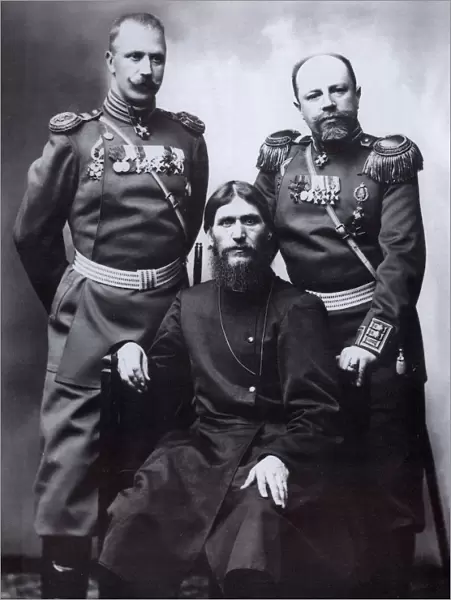 Grigori Rasputin, General Count Mikhail Putyatin (right) and Colonel Dmitriy Lotman, 1904-1905