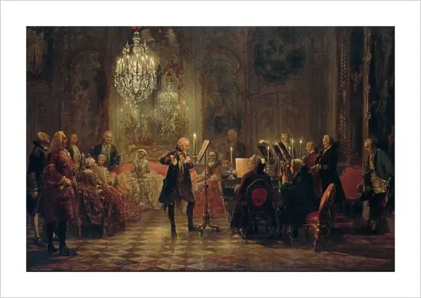 Flute Concert with Frederick the Great in Sanssouci, 1850-1852. Artist: Menzel, Adolph Friedrich, von (1815-1905)