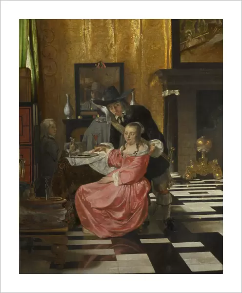 An Interior, with a Woman refusing a Glass of Wine, c. 1660. Artist: Dutch master