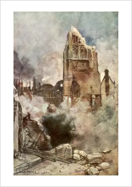 Bombardment of the Belfry, Arras, France, July 1915, (1926). Artist: Francois Flameng