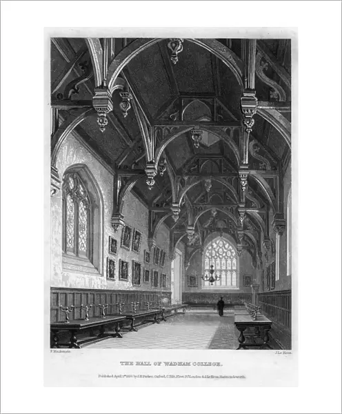 The Hall of Wadham College, Oxford University, 1836. Artist: John Le Keux