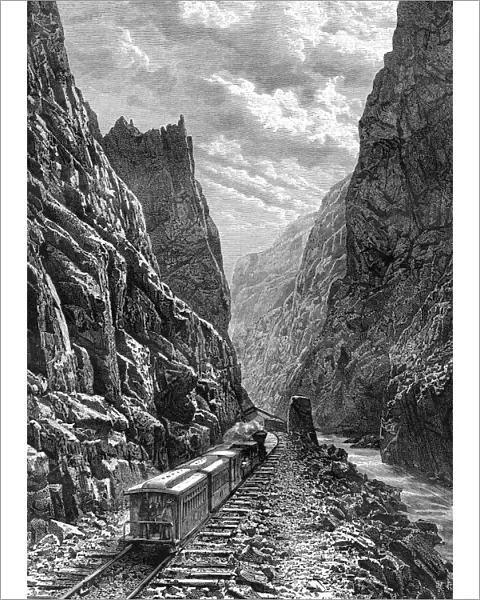 A train passing through the Rocky Mountains, USA, 19th century. Artist: Taylor