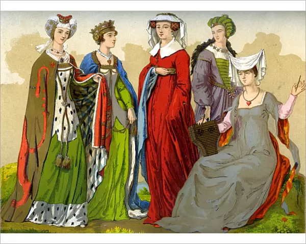 English noblewomen, 15th-16th century (1849). Artist: Edward May