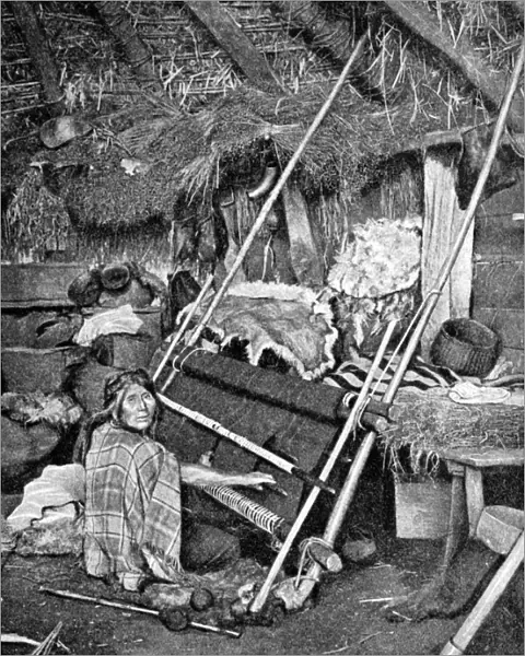Araucanian woman weaving, Chile, 1922
