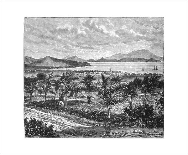 St Kitts, view taken from Nevis, c1890