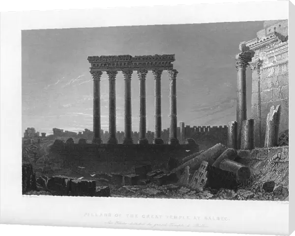 Pillars of the Great Temple at Balbec, 1841. Artist: J Sands