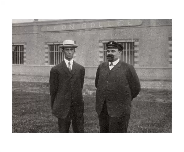 Wilbur Wright, American aviator, and Leon Bollee, French inventor and car manufacturer, 1908