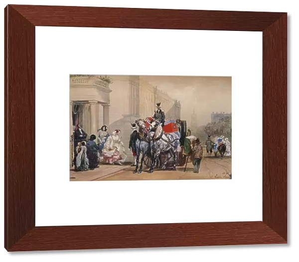 Ladies Entering Their Carriage in Belgrave Square, 19th century. Artist: Eugene Louis Lami