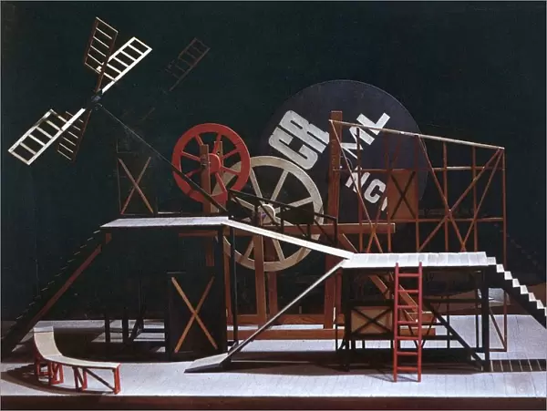 Stage design for the theatre play The Magnificent Cuckold (Le Cocu Magnifique) by F. Crommelynck. Artist: Popova, Lyubov Sergeyevna (1889-1924)