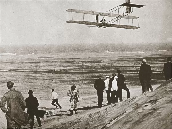 The Wright Brothers testing an early plane at Kitty Hawk, North Carolina, USA, c1903