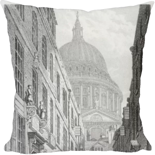 View of St Pauls Cathedral from Sermon Lane, City of London, 1823. Artist