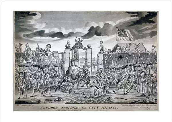 A sudden surprize to the City Militia... 1774. Artist: John Nixon