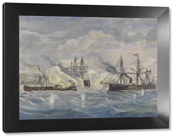 Peru - Bolivia - Chile War, 1879, naval battle between the Peruvian ship Huascar